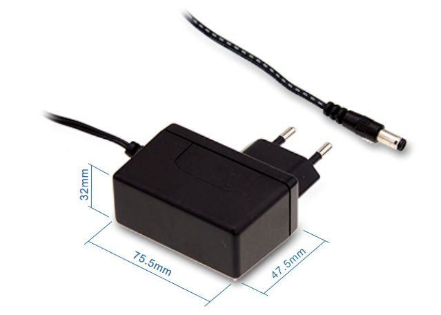 60W single output power supply 12V 5A plug in adaptor, 5.5x2.1mm, high reliable, extreme small, wall-mounted, Industrial, MEAN WELL SGAS60E12-P1J