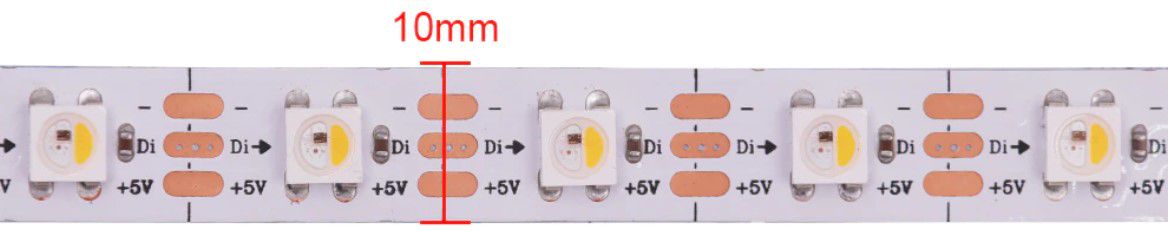 LED strip digital RGB+W 3000K, 18W/m, 5Vdc, white pcb SK6812-60RGB