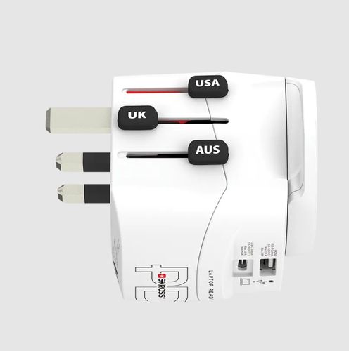 Travel adapter: Sockets EU/FR/USA/UK/AU; plugs UK/EU/FR/USA/IT/AU 100250V AC 7A; USB 45W SKROSS SKR/1302474 7640166329107