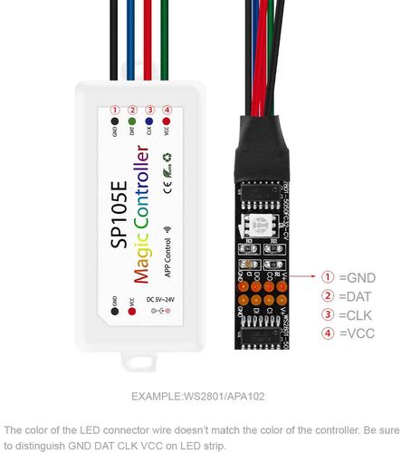 LED controller for digital LED strips 5-24V, Bluetooth, 2048 PIX SP105E