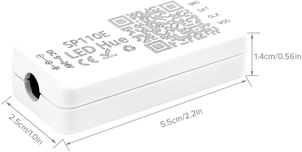 LED controller for digital LED strips 5-24V, Bluetooth, 1024 PIX SP110E