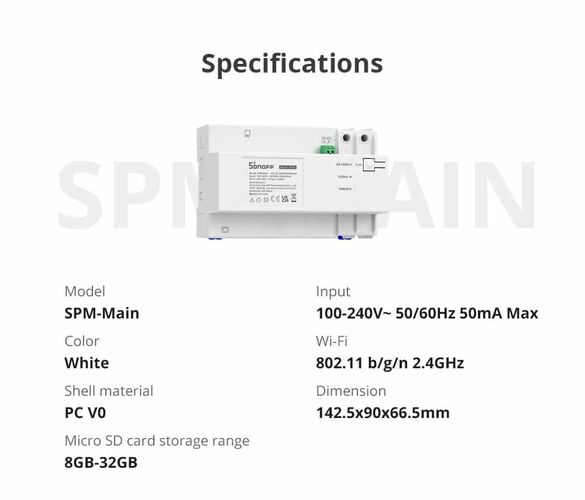 Smart energy meter's system main unit, up to 128 channels SONOFF-SPM-MAIN