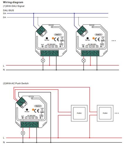 Lighting system's DALI controller, TRIAC + PUSH-DIM 230Vac, 200W, Sunricher SR-2303SAC-HP