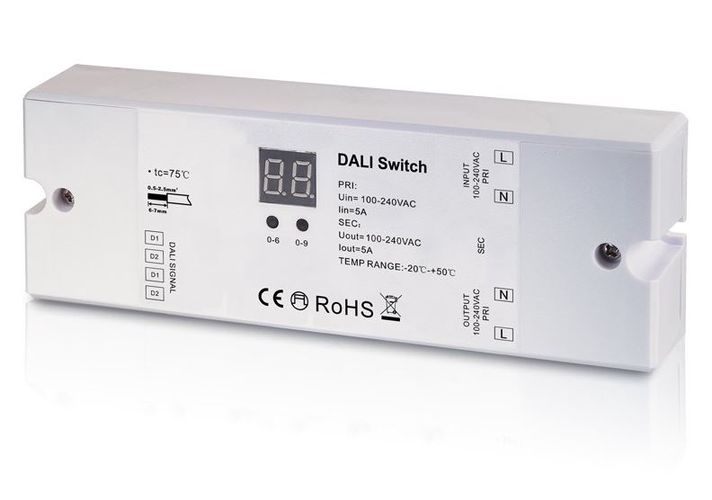 DALI AC 100-240V switch, 5A, one channel, Sunricher SR-2701B