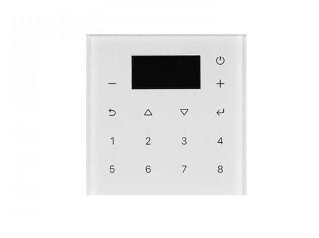 DMX controllr, wall-mounted, white glass, touch sensitive panel SR-2847