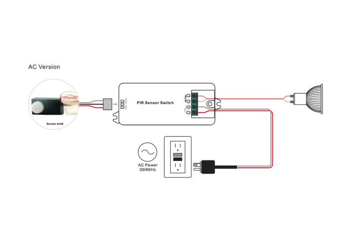 Switch with PIR motion sensor 230Vac, 500W SR-8004