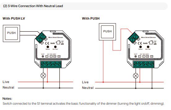LED dimmer 100-240Vac, 200W TRIAC, works in MATTER network SR-MT9040A-S