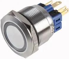 SWITCH, A-V, 316SS, 25MM,12V, WHITE LED RJS103-25L-F-R-W-BS-12V-67J