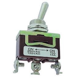 Toggle swich (ON)-OFF-(ON) 3pins. 3pos. non fixed 10A/250V 6.8 mm T-V3PIN/3A 5410329269319; 5410329505219