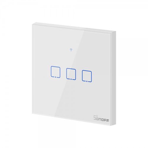 3 channel smart touch wall switch SONOFF, controlled by Wi-Fi, 240W/1 channel, 720W/total, 230VAC, Sonoff SONOFF-T0EU3C 6920075725230