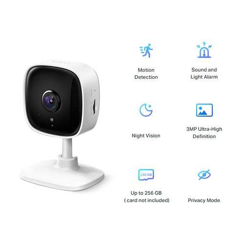 Wi-Fi vidaus kamera, 3MP 1440p 2K, MicroSD iki 256GB TAPO-C110 4897098682760