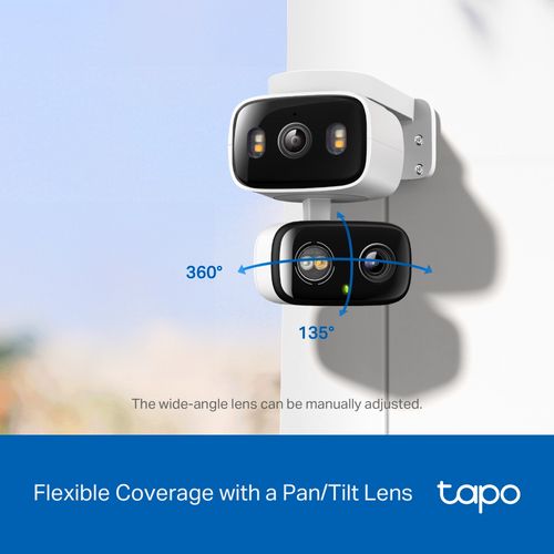 Lauko / Vidaus Wi-Fi kamera su dviem objektyvais, 2K 3MP F2.8 + F6.0, IP65, MicroSD iki 512GB TAPO-C246D