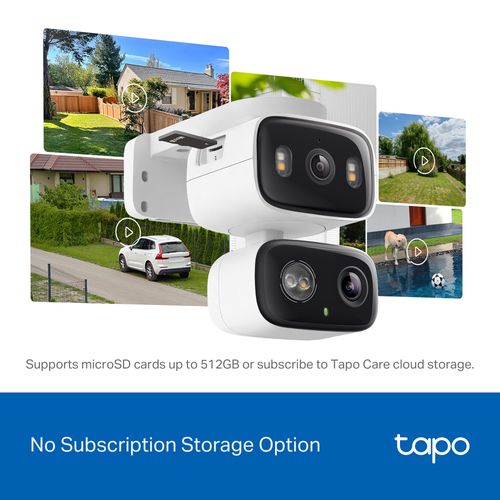 Lauko / Vidaus Wi-Fi kamera su dviem objektyvais, 2K 3MP F2.8 + F6.0, IP65, MicroSD iki 512GB TAPO-C246D