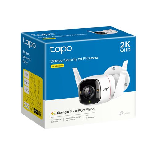 Wi-Fi lauko kamera BULLET, 2K 1440p, LAN, Starlight Color Night Vision, IP66, MicroSD iki 512GB TAPO-C320WS 4897098687031