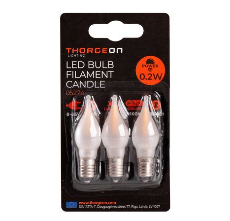 LED Bulb Filament Candle 0.2W E10 8-55V 12Lm 2100K THORGEON THORGEON-05274 4751029899712