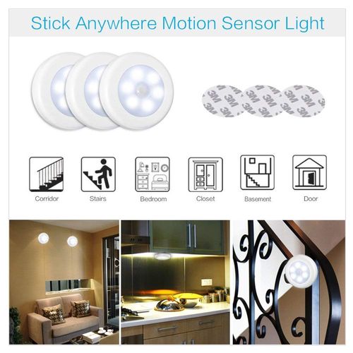 LED light 3pcs with PIR motion sensor and magnetic back, powered by batteries 3 x AAA TORCH-L-PIR