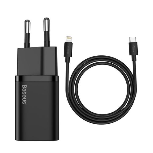 Wall Quick Charger Super Si 20W USB-C QC3.0 PD with Lightning 1m Cable, Black TZCCSUP-B01