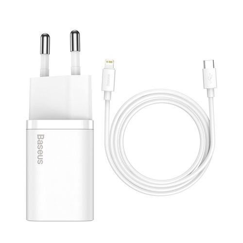 Wall Quick Charger Super Si 20W USB-C QC3.0 PD with Lightning 1m Cable, White TZCCSUP-B02 6953156230064; 6953156232433