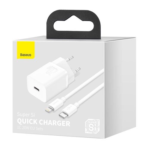 Wall Quick Charger Super Si 20W USB-C QC3.0 PD with Lightning 1m Cable, White TZCCSUP-B02 6953156230064; 6953156232433