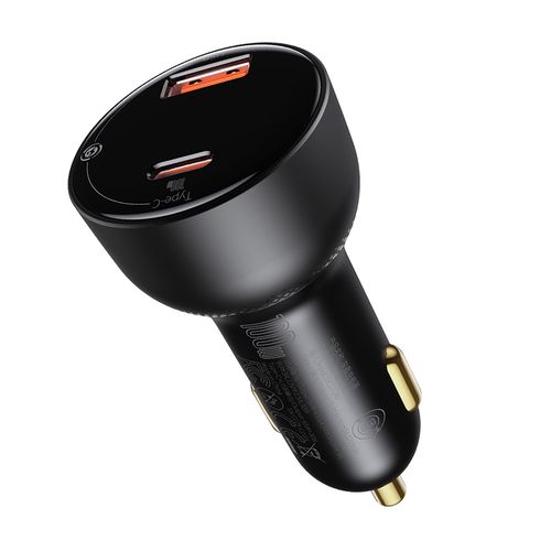 Car Quick Charger 12-24V 100W USB + USB-C QC4+ PD3.0 with Voltage, Current Display and USB-C Cable 1m TZCCZX-01 6953156206724