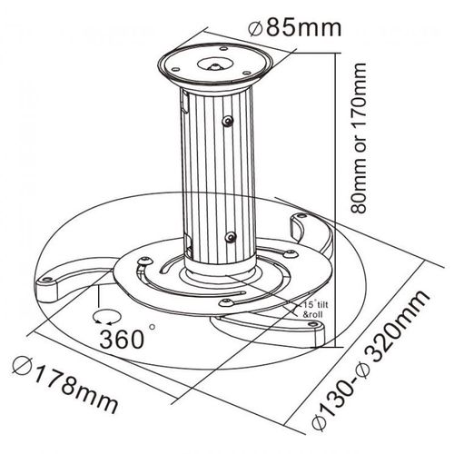 Projector Ceiling Mount 80/170mm (max 10kg) UCH0100 5901436743125