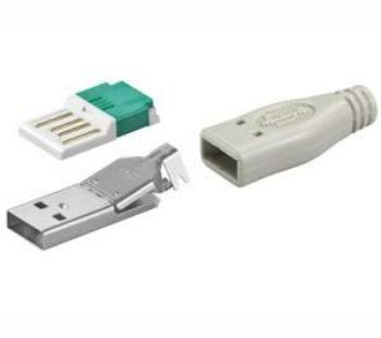 Plug, USB A, cable mount, with boot USB/CX-A-M/G