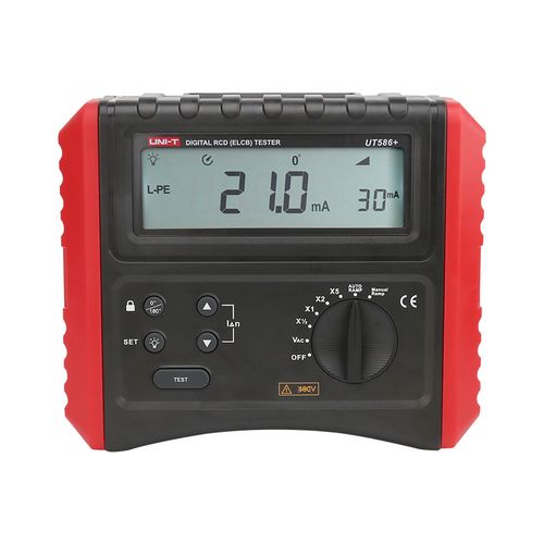 RCD Tester, 10~1000mA; 0~2000mS @ 0°/180°; multiple level, voltage test 30~480V; wiring check, AUTO RMAP test; UNI-T UT586+ 6935750558614