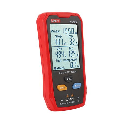 MPPT tester, 5-800W, 0-35A, 12-60VDC, manual/auto mode, UNI-T UT673PV