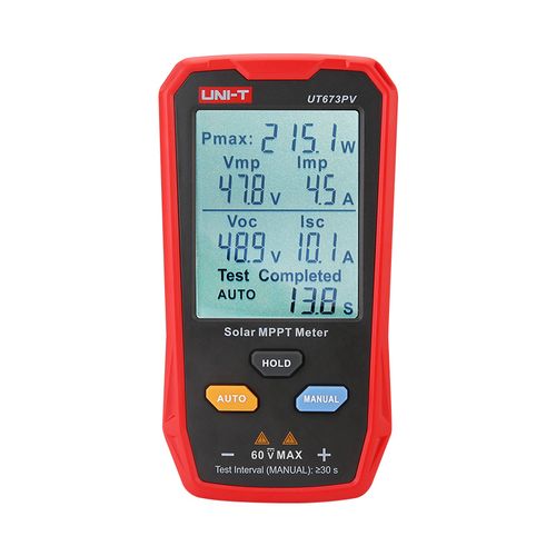 MPPT tester, 5-800W, 0-35A, 12-60VDC, manual/auto mode, UNI-T UT673PV 6935750567333