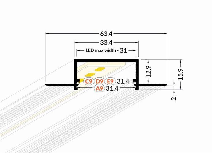LED profile VARIO30-04, recessed, 2m, TOPMET PROF-VARIO30-04-2Ms 5901597240167
