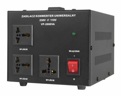 Transformer voltage converter 230/110Vac and 110/230Vac, 2000VA with revers VP-2000VA