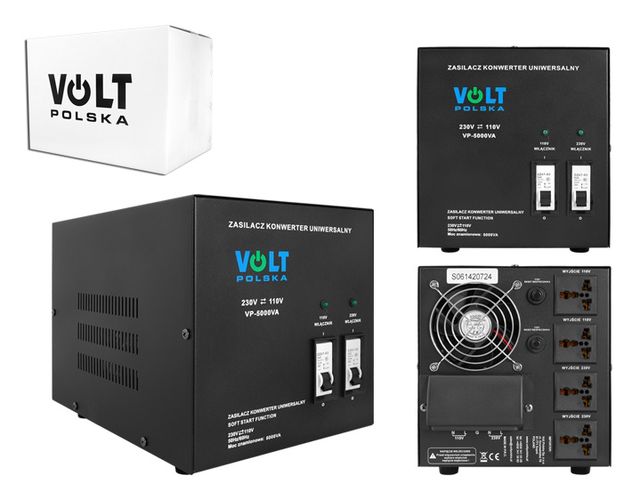 Transformer voltage converter 230/110Vac and 110/230Vac, 5000VA with revers, with soft start VP-5000VA