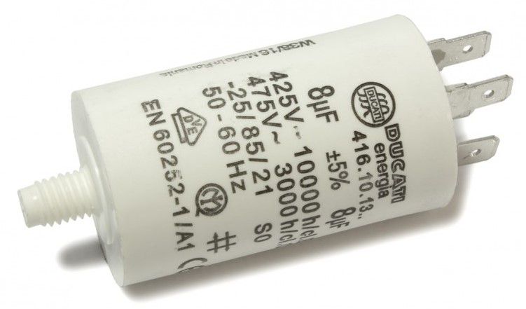 Motor Capacitor 8uF±5%/475V+GRD Ø32x55mm, DUCATI W1-11008/DUC 8014025098951