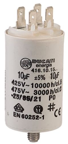 Motor Capacitor 10uF±5%/475V+GRD Ø36x58mm, DUCATI W1-11010/DUC