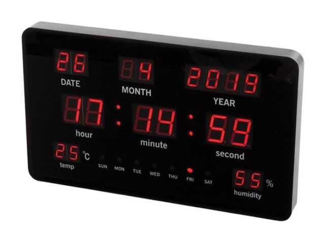 LED Wall Clock with Temperature & Humidity Display WC219