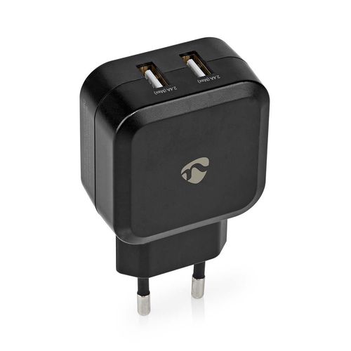 Wall Charger | 24 W | Quick charge feature | 2x 2.4 A | Number of outputs: 2 | 2x USB-A | No Cable Included | Single Voltage Output | Black WCHAU484ABK 5412810267545