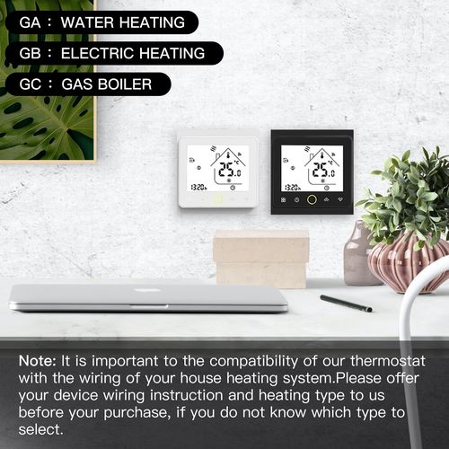 Smart thermostat for water heating floor valves control, black, Wi-Fi, TUYA / Smart Life WHT-002-GA-BK-MS