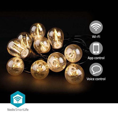 SmartLife Decorative Lights | Party Lights | Wi-Fi | Warm White | 10 LED's | 9.00 m | Android™ | Bulb diameter: 45 mm WIFILP01F10 5412810417339