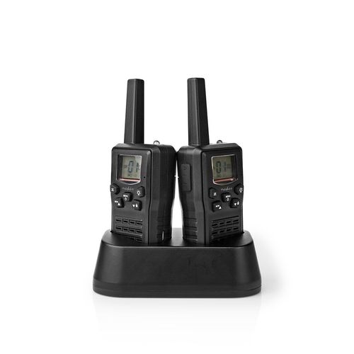 Walkie-Talkie Set | 2 Handsets | Up to 10 km | Frequency channels: 8 | PTT / VOX | up to 6 Hours | Charging base included | Headphone output | Black WLTK1010BK 5412810322923