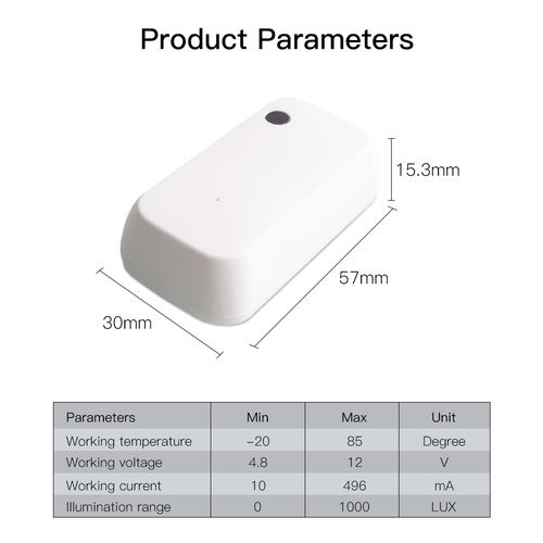 Smart light sensor, Wi-Fi, wireless, 0-1000LUX, Wi-Fi, TUYA / Smart Life WSS-LS-C-EN 6974246473826