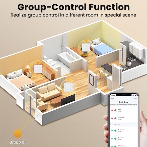 Smart thermostat for electric heating and boiler, 3A, Wi-Fi, black, TUYA / Smart Life WT410-16A-B