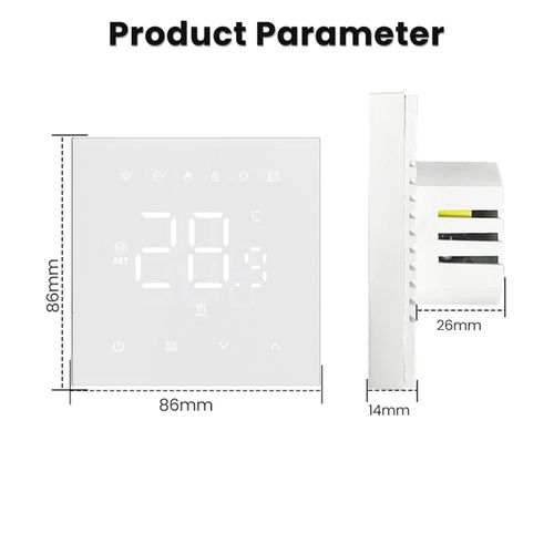 Smart thermostat for water heating floor valves control, 3A, Wi-Fi, white, TUYA / Smart Life WT410-WH-3A-W