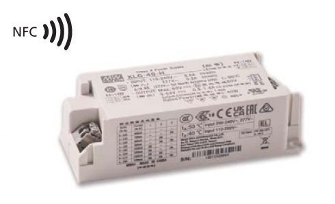 40W Constant Power Mode LED 600 -1400mA 9-54V, NFC, IP20, MEAN WELL XLC-40-H-BN