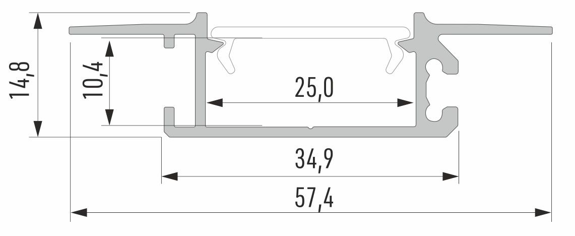 LED Profile LUMINES ZATI, recessed, silver anodized 1m PROF-ZATI-1Ms 5902973368154