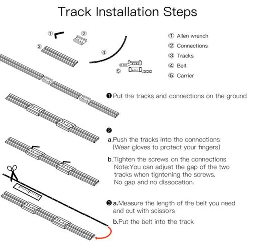 Smart curtain track set with electric motor, up to 4.2m with remote, ZigBee TUYA ZC-PJ420-EU-EN