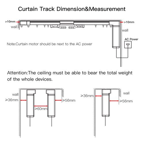 Smart curtain track set with electric motor, up to 4.2m with remote, ZigBee TUYA ZC-PJ420-EU-EN