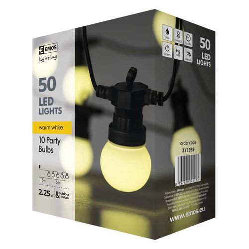LED garland 10 x warm white bulbs, 2.25W, IP44, EMOS ZY1939 8592920041413