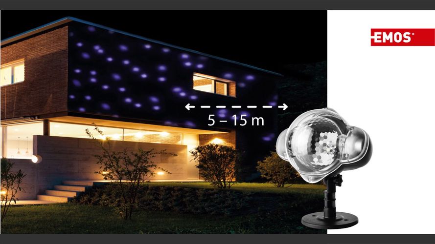 Christmas Laser Projector – Snowflakes, Outdoor, EMOS ZY2192 8592920077559