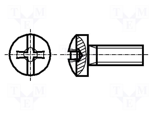 Screw; M3x12; 0.5; Head: button; Phillips,slotted; PH1,0.6mm; steel BOSSARD B3X12/BN1435