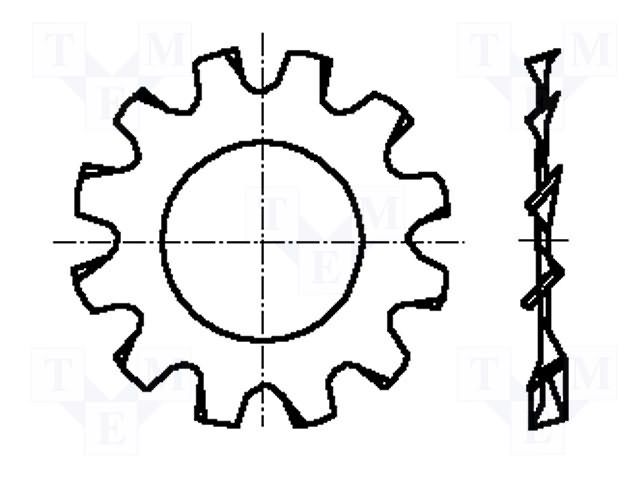Washer; externally serrated; M4; D=8mm; h=0.5mm; spring steel BOSSARD B4/BN789